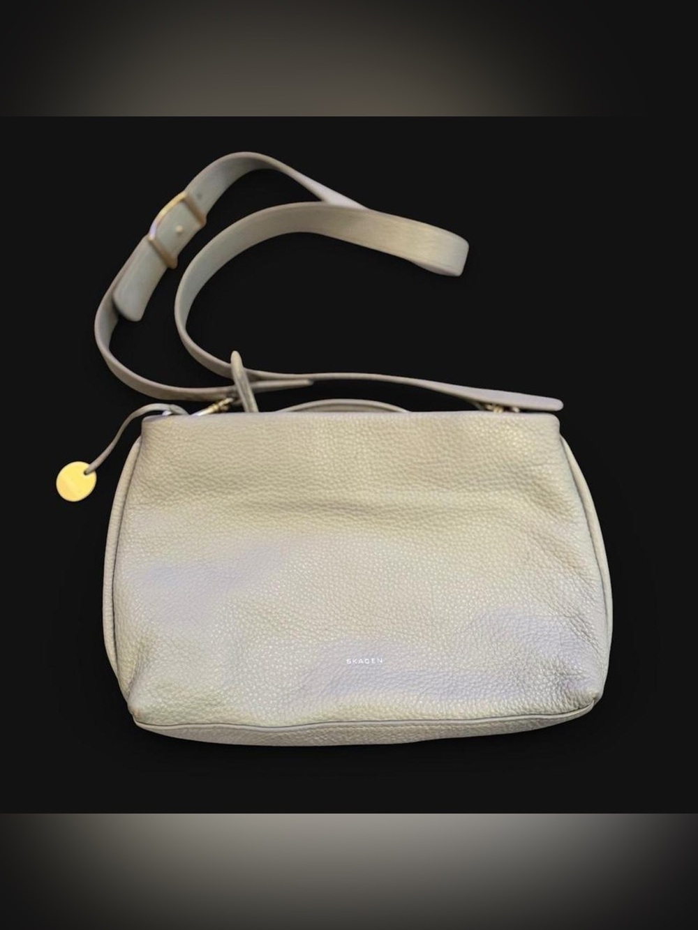 Skagen Pebbled Leather Crossbody Bag in Cream